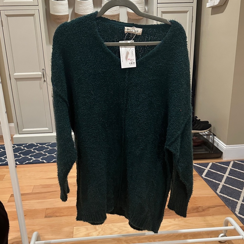 Peach Love California Deep Teal V-Neck Sweater